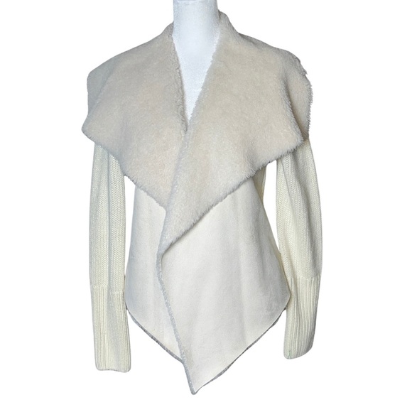 LOFT Faux Shearling Open Front Cardigan Jacket XS - Picture 4 of 6
